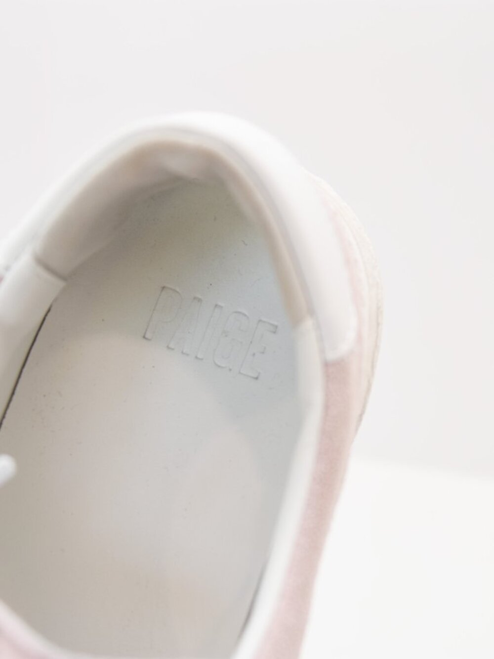 PAIGE Brie Sneaker Pink Suede Leather Low Top Shoes Size 8.5 Womens - Picture 12 of 15